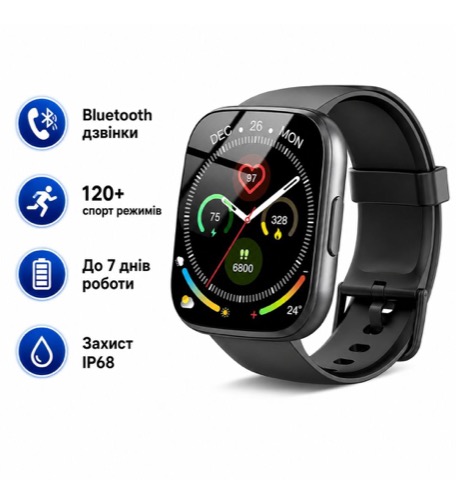 Смарт-годинник Poounur T80, 1.95" HD дисплей, Bluetooth дзвінки, 120+ с…